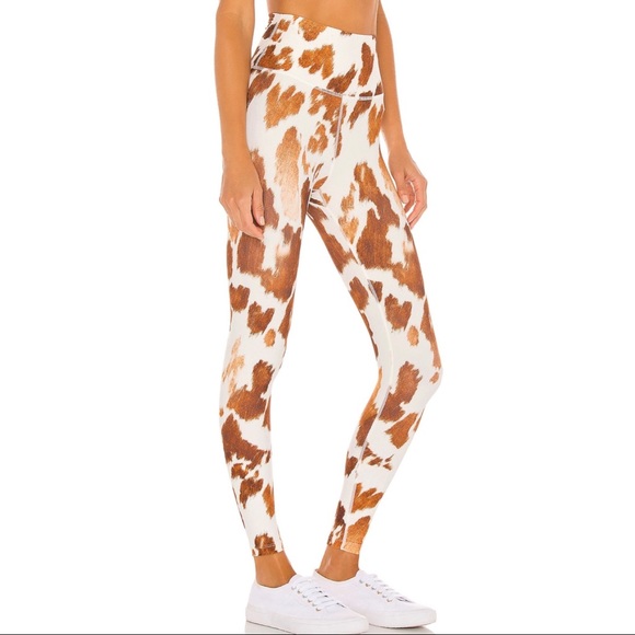 NEW WEWOREWHAT REVOLVE BROWN PRINTED HIGH-WAIST LEGGINGS - Picture 4 of 9